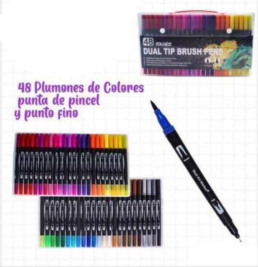 Marcadores doble punta caja con 48pz