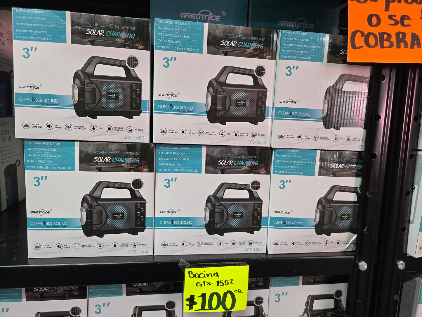 BOCINA CON LINTERNA Y CELDA SOLAR GTS-1552