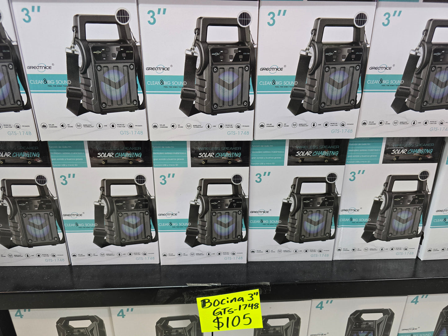 BOCINA CON LINTERNA Y CELDA SOLAR GTS-1748